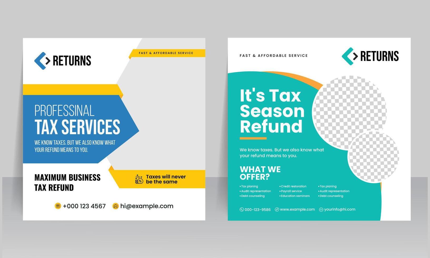 tax service social media post web banner template vector