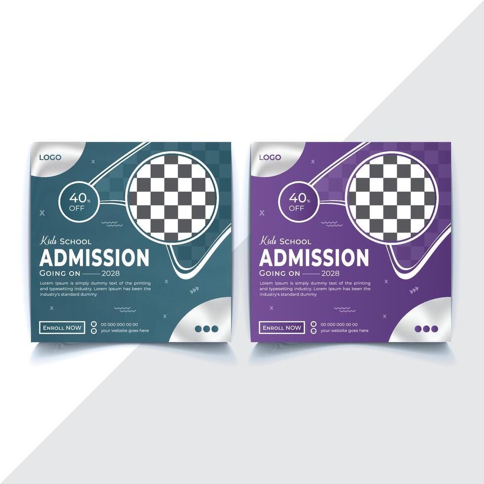social media post design for school admission vector