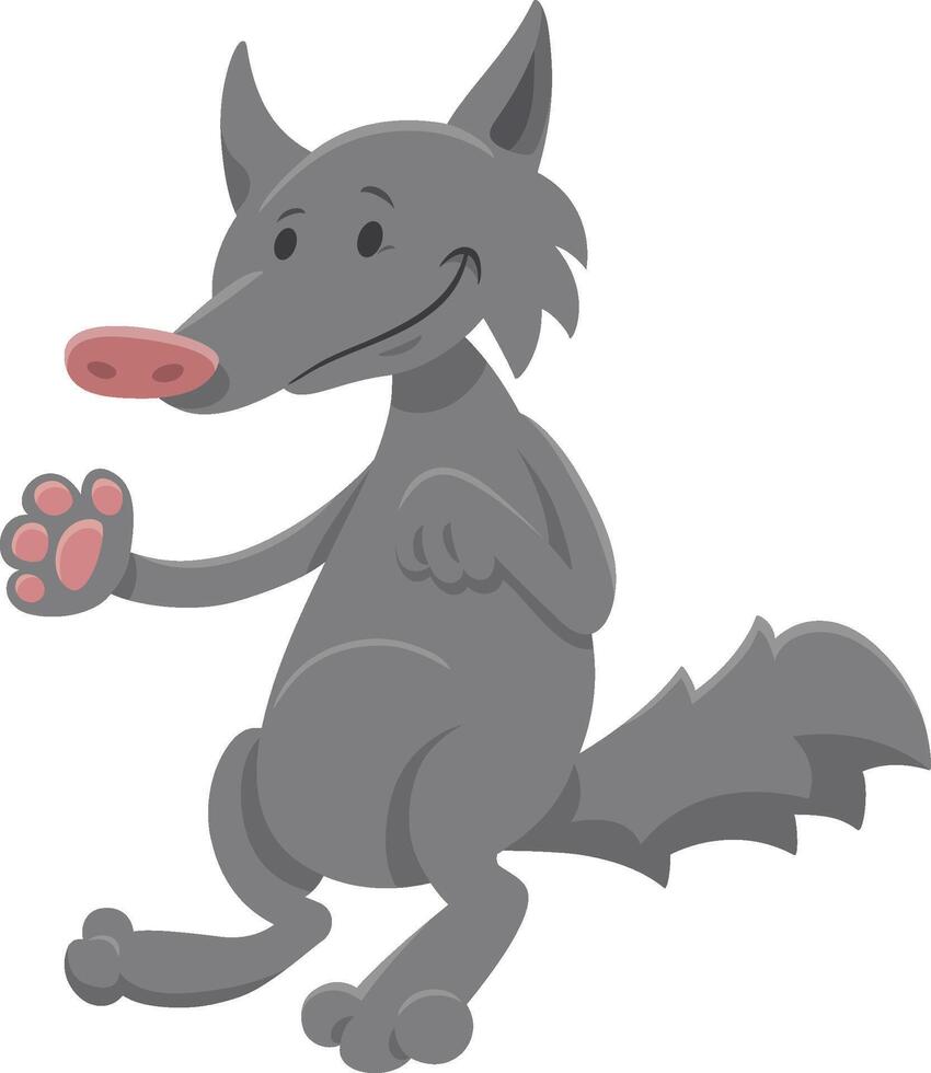 cartoon gray wolf wild animal character vector