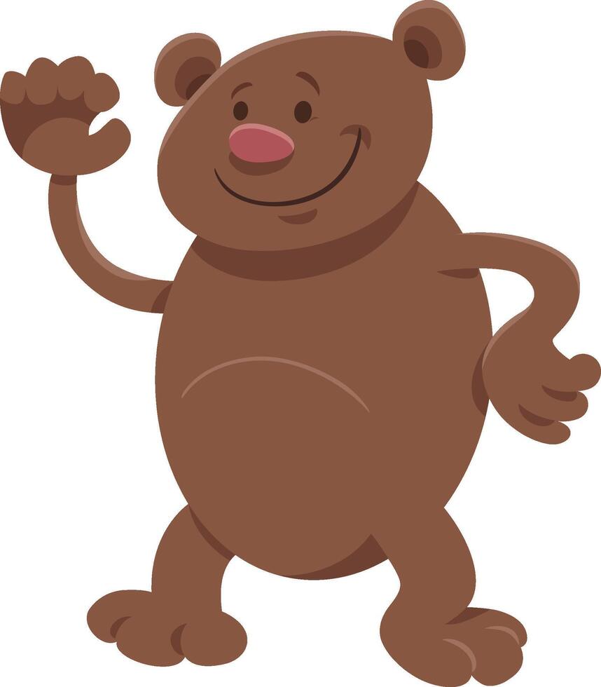 funny cartoon brown bear wild animal character vector