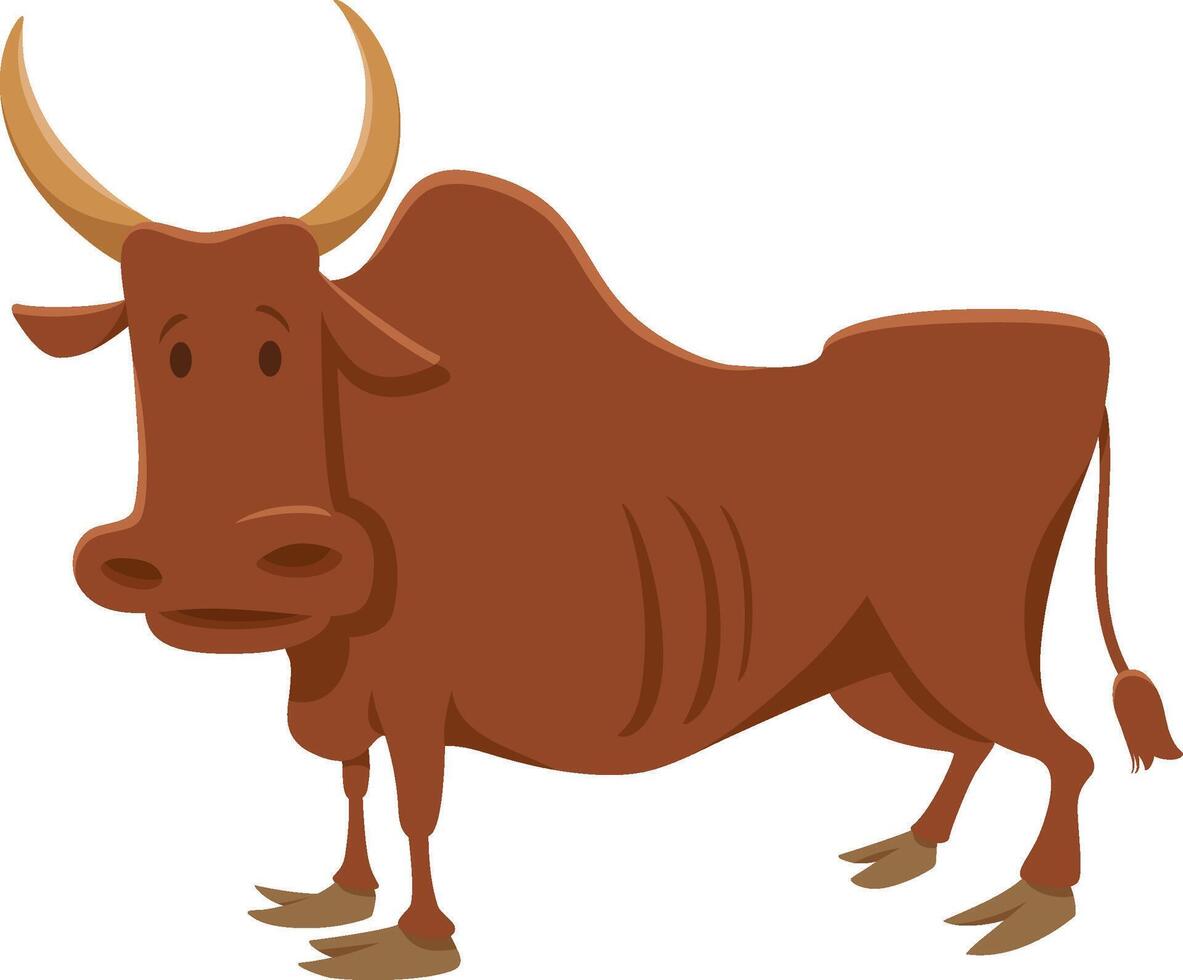 cartoon funny bull farm animal character vector
