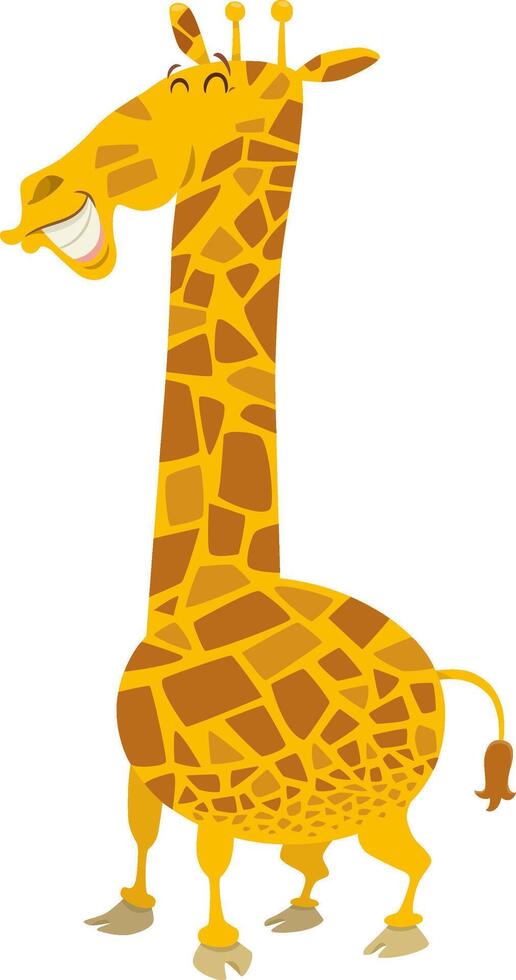 happy cartoon giraffe wild animal character vector