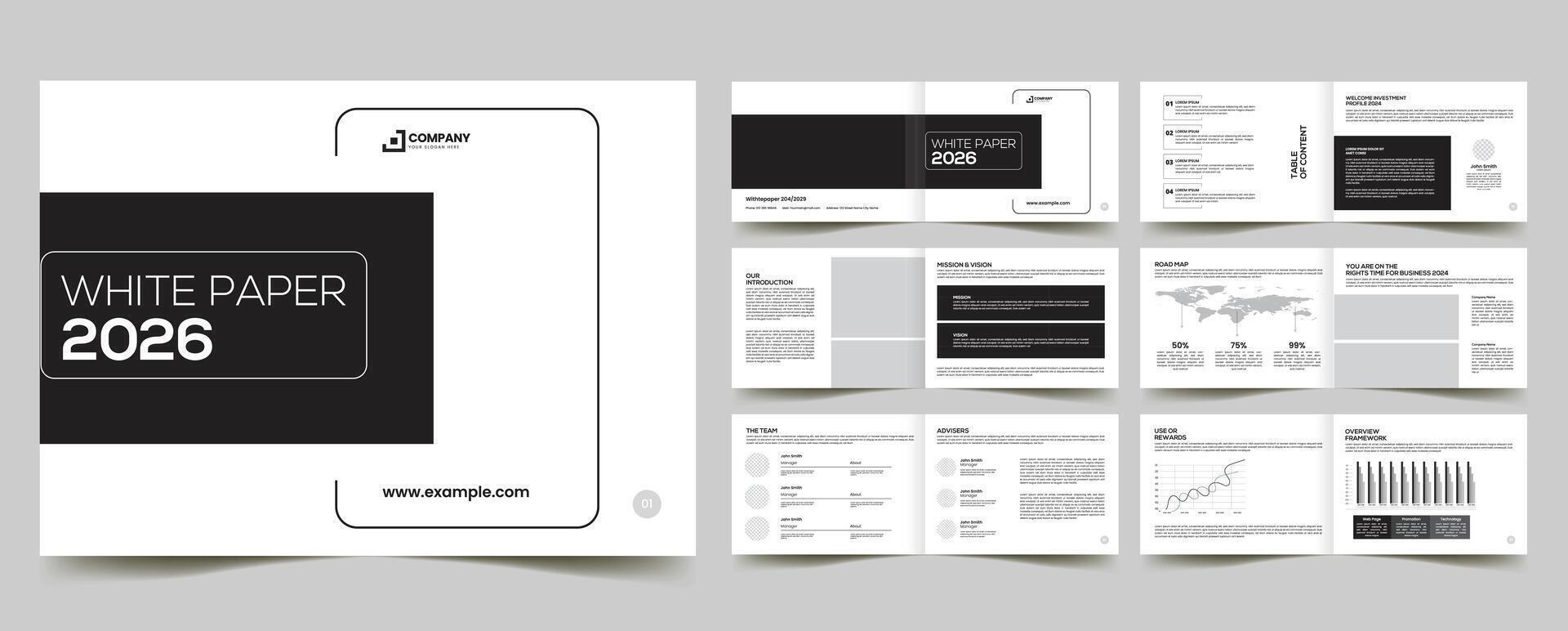 landscape white paper portfolio design vector