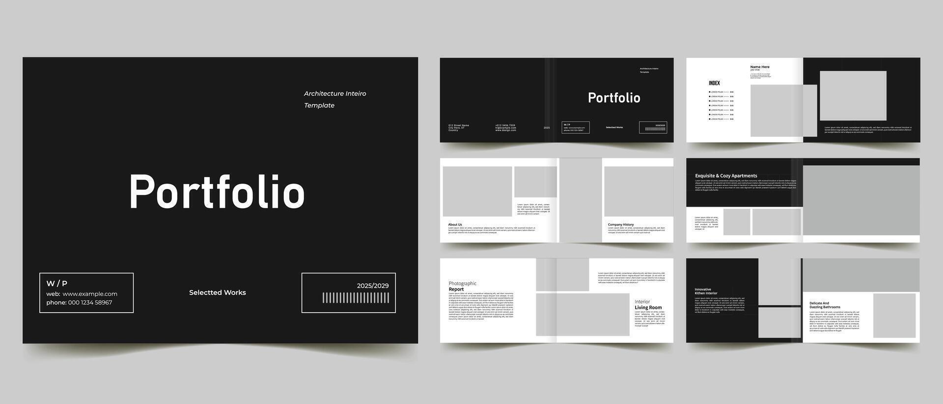 landscape architecture interior portfolio layout template vector