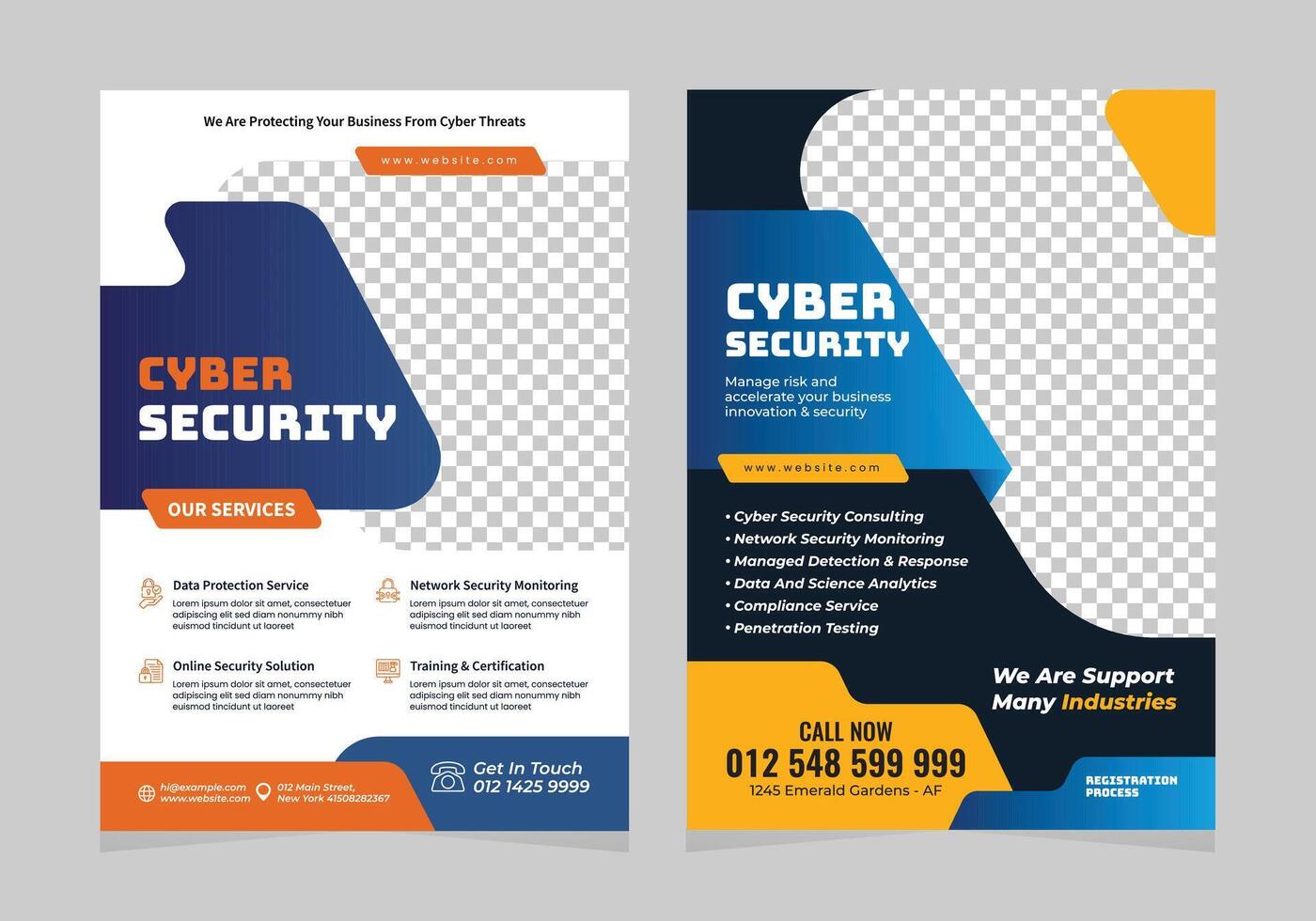 cyber security flyer poster template vector