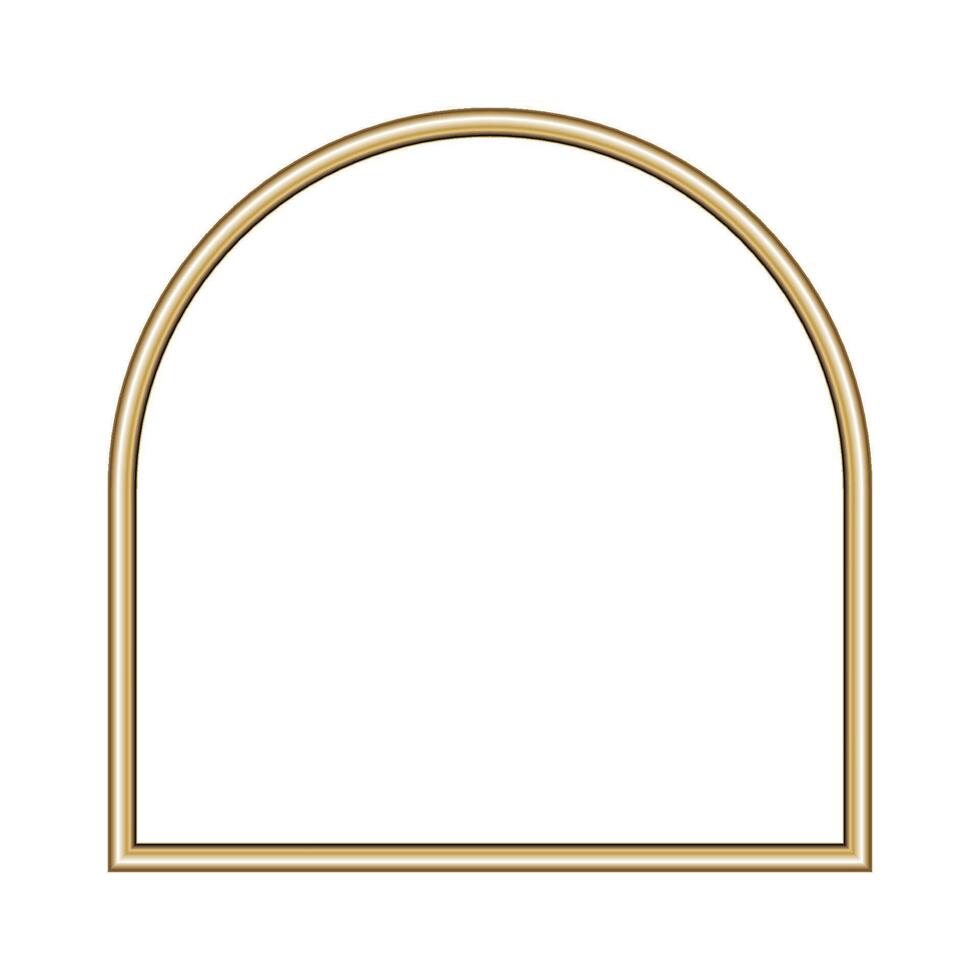Arch gold frame. Isolated luxury arch shape golden border. Gold arch frame mockup design element. vector