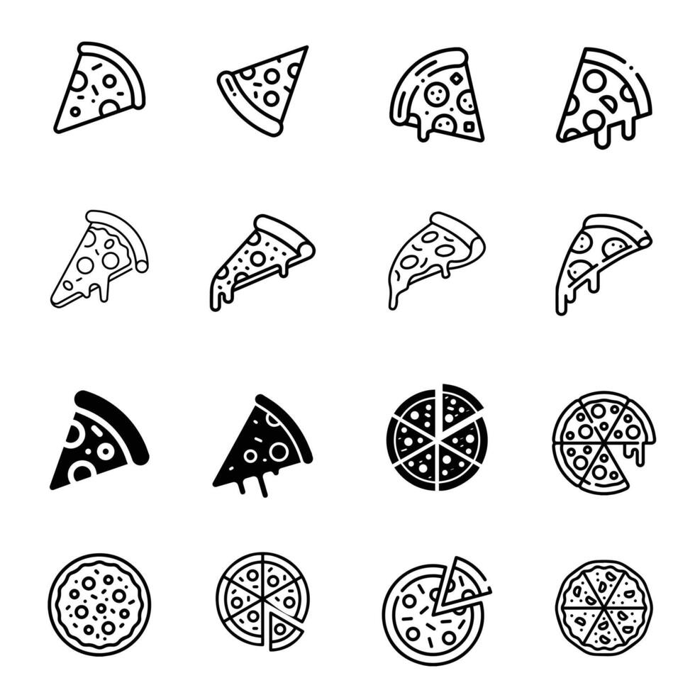 Pizza icon pack vector