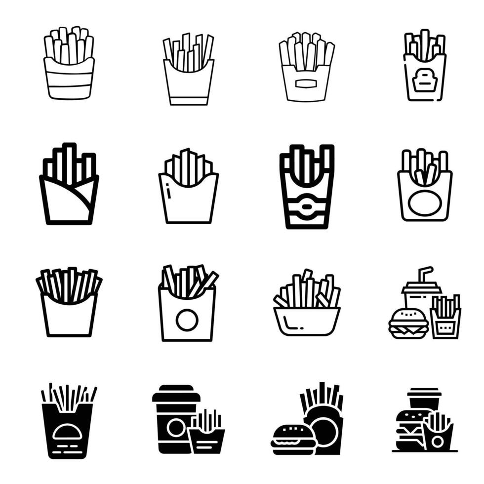fries icon pack vector
