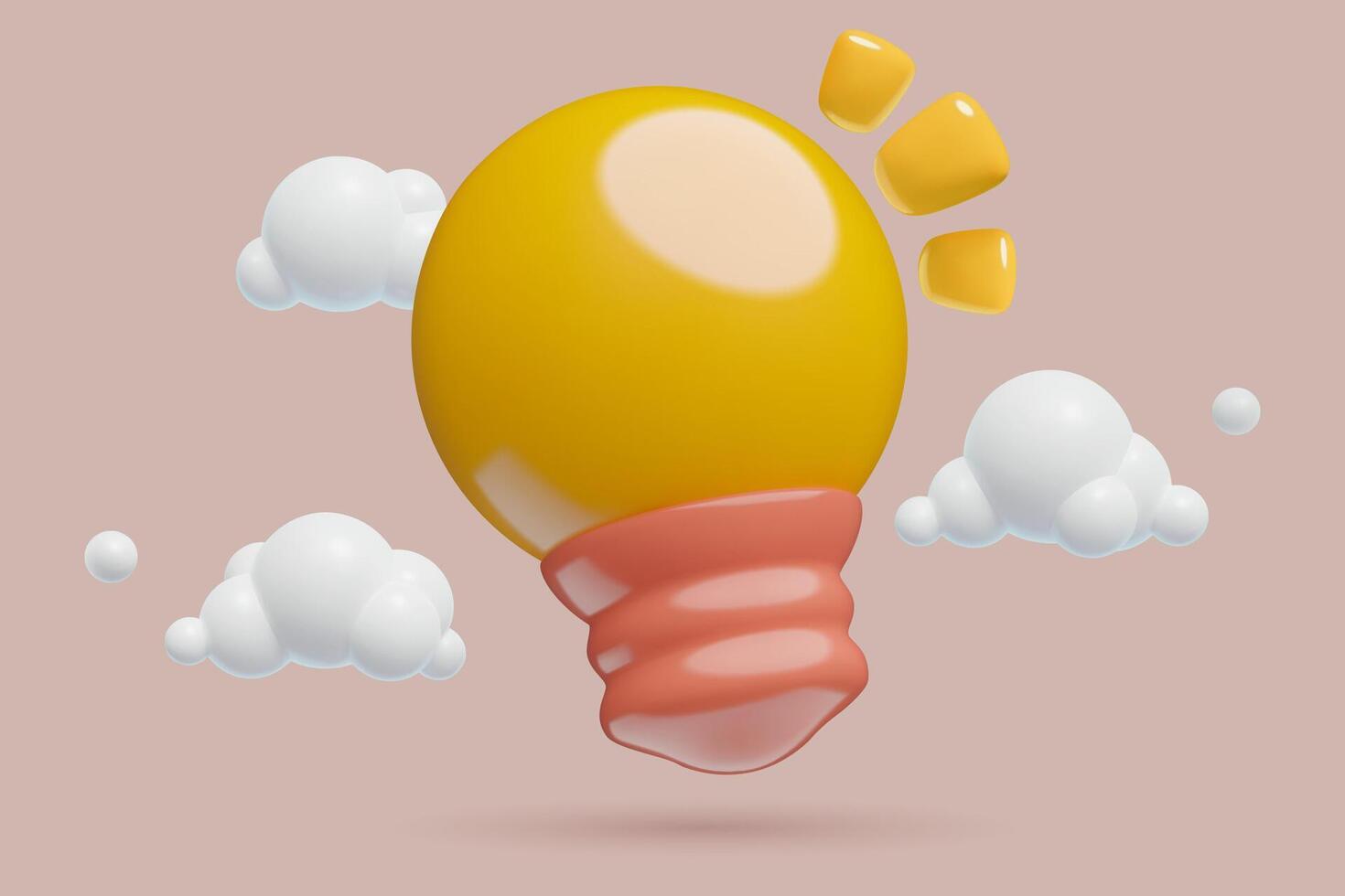Light bulb with clouds 3d icon idea solution and insight concept business illustration vector