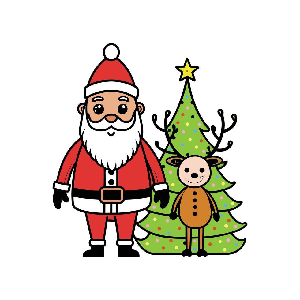Festive Santa Claus with Reindeer vector