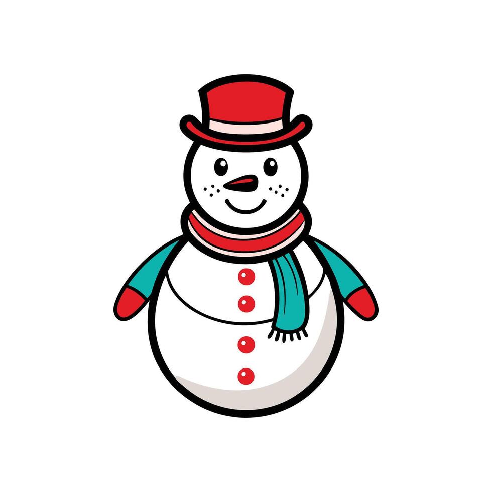 Classic Snowman in a Christmas Scene vector