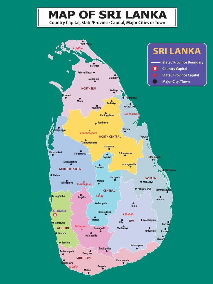 Geography Political map. Political map of country with capital, province or state capital, major cities and town. vector