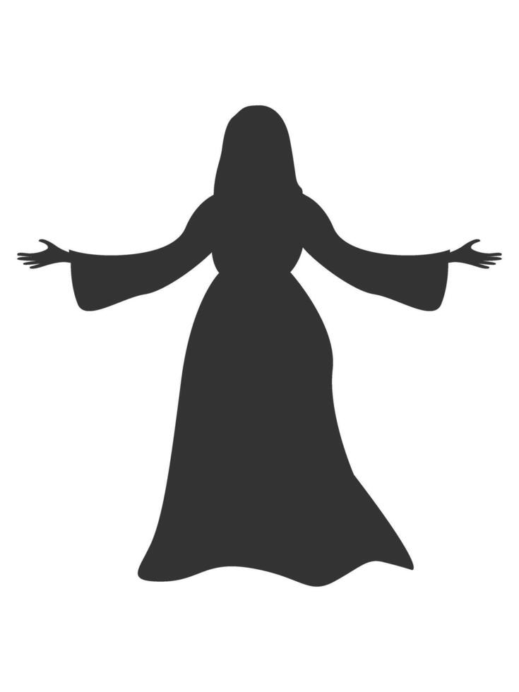 Silhouette of a witch in a dress for Halloween decoration. Witches' Sabbath vector