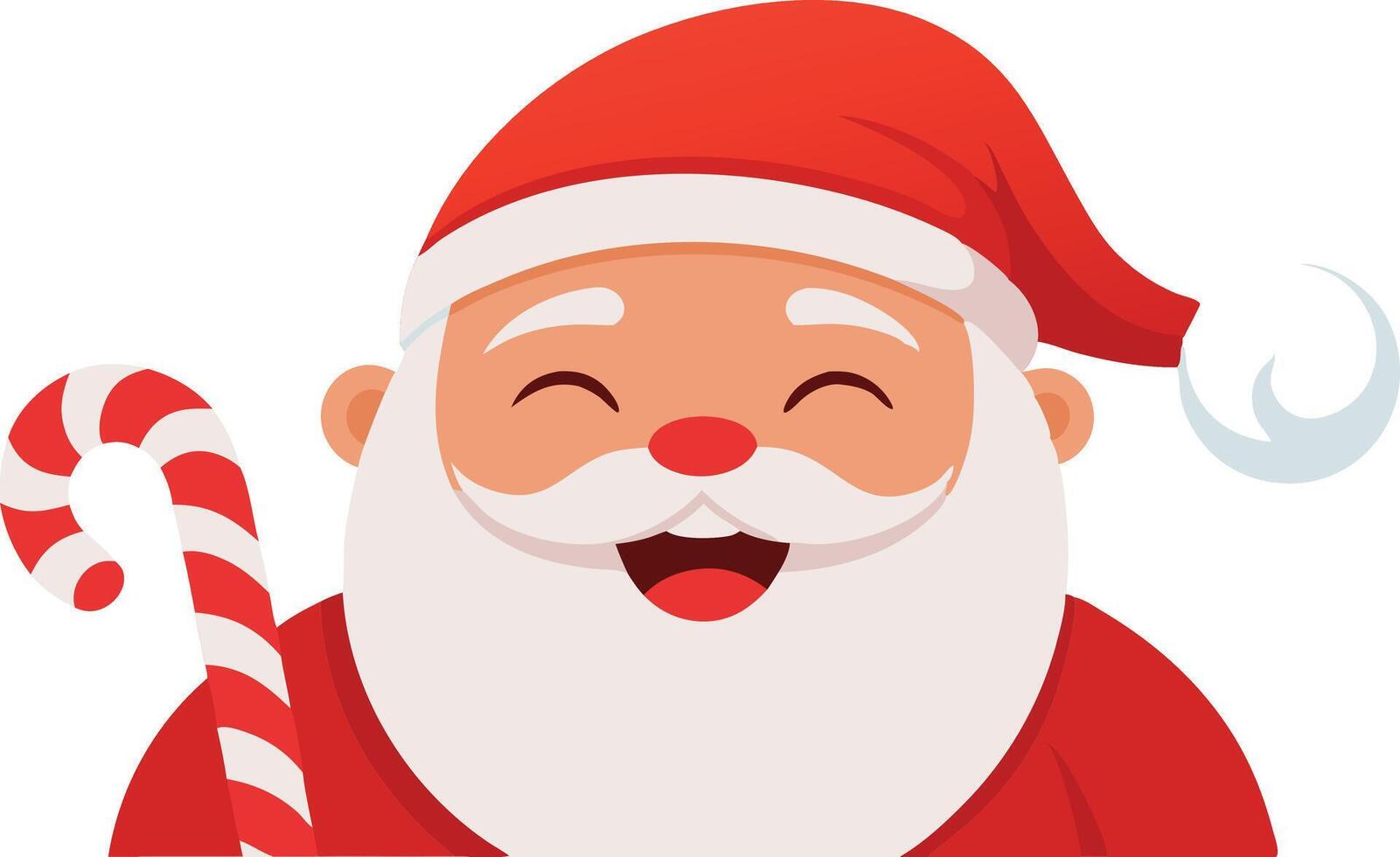A jolly Santa Claus is holding a candy cane and laughing with glee vector