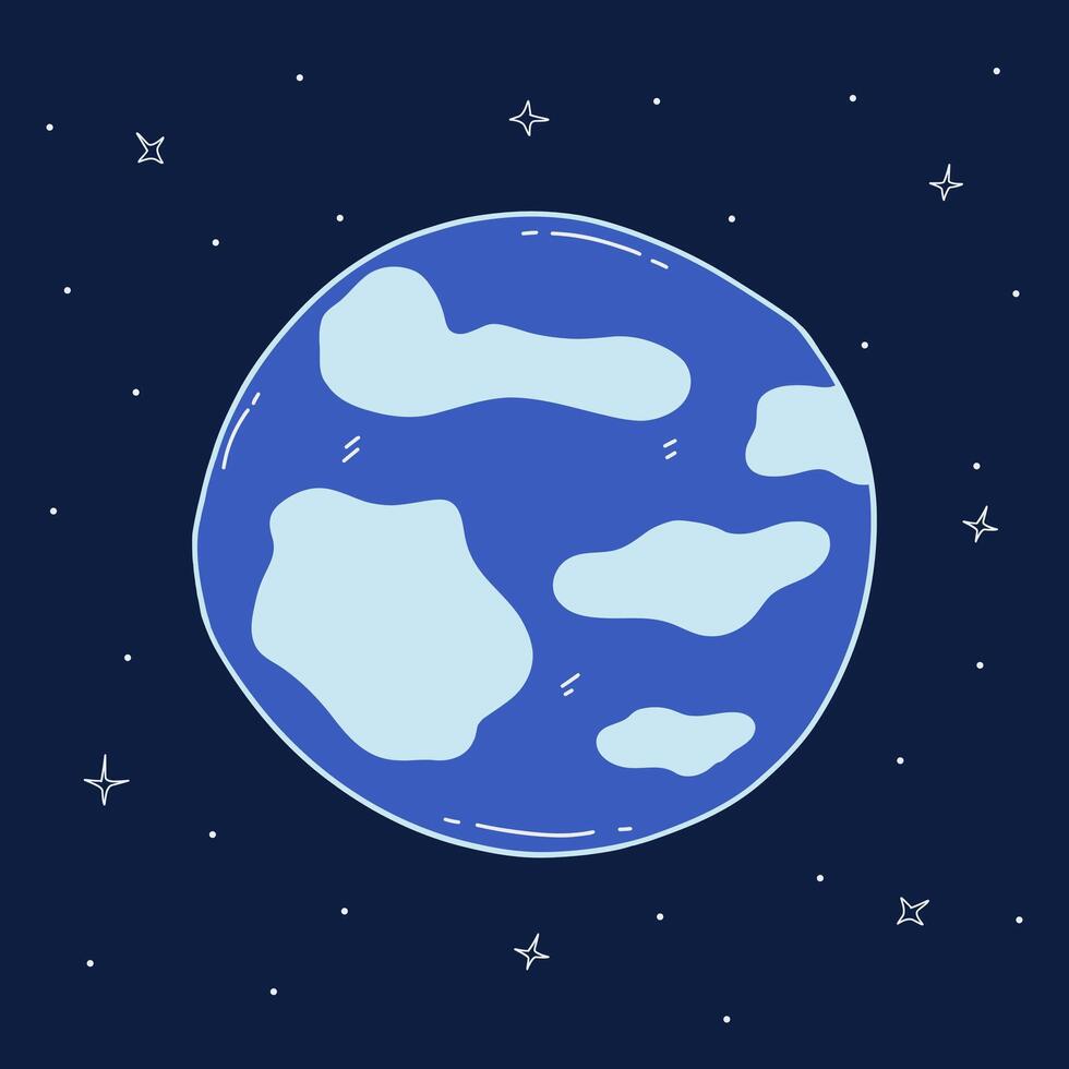 Planet Earth and stars in space around. blue color vector