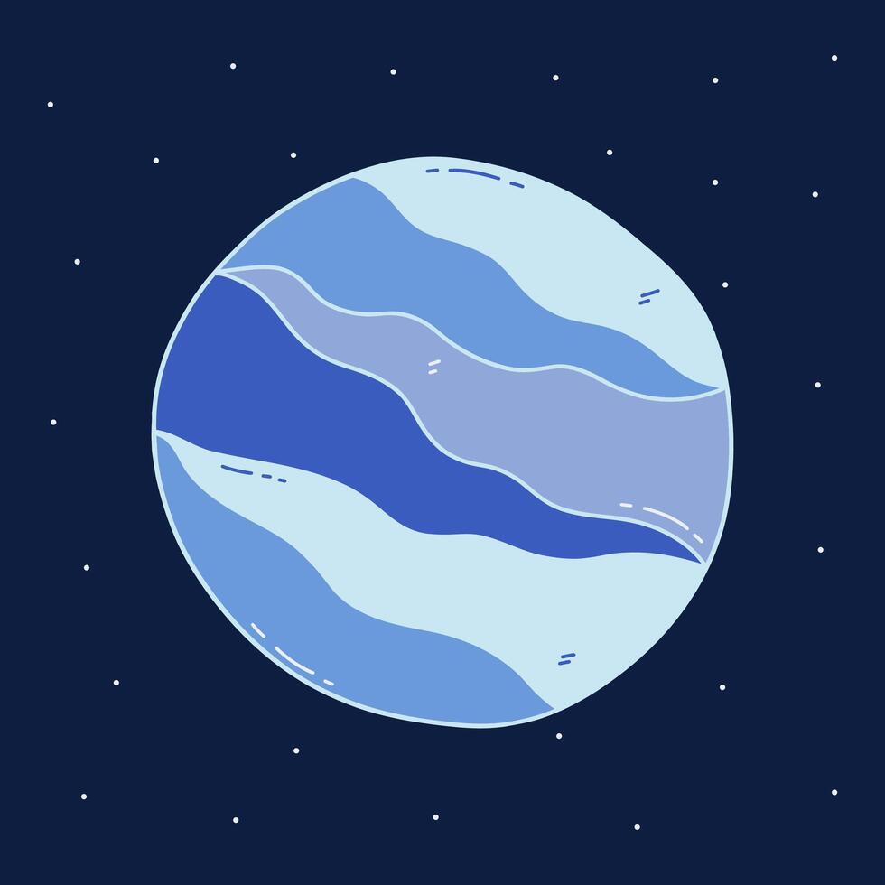 Beautiful blue planet and stars in space around. vector