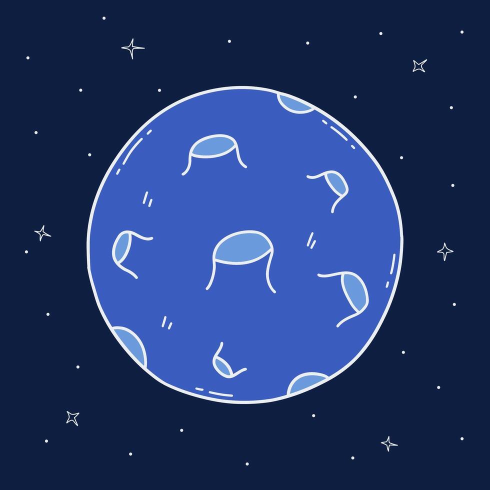 Blue planet and stars in space around. print vector