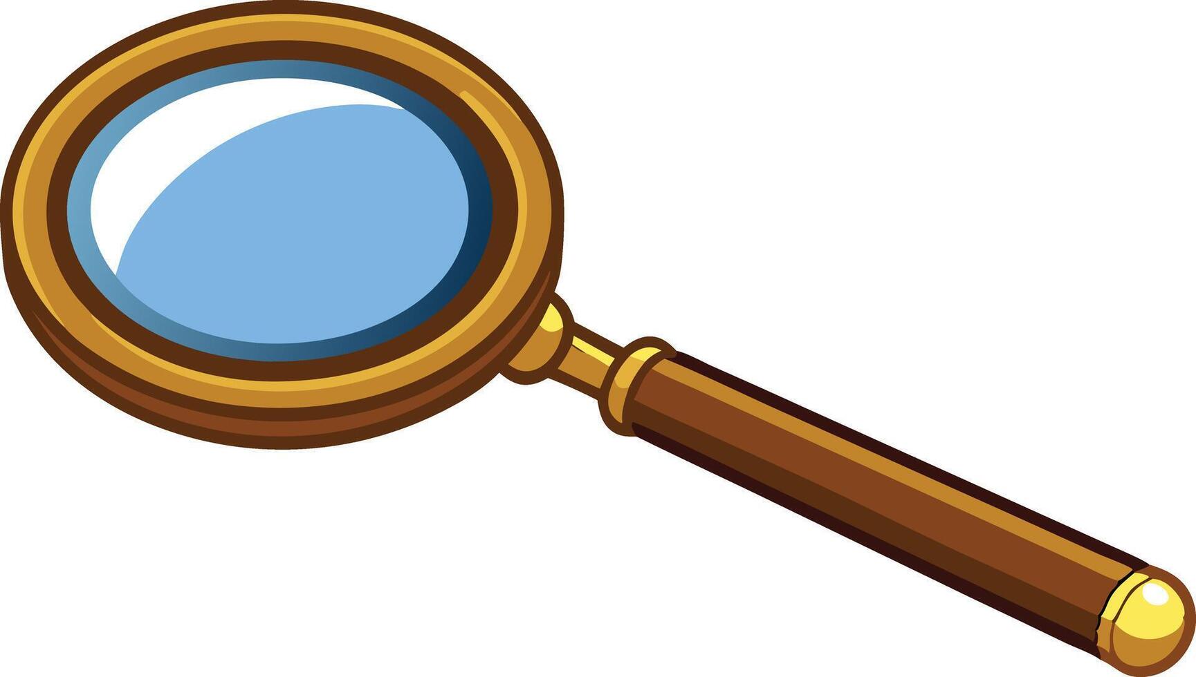 A detailed illustration of a magnifying glass with a wooden handle vector