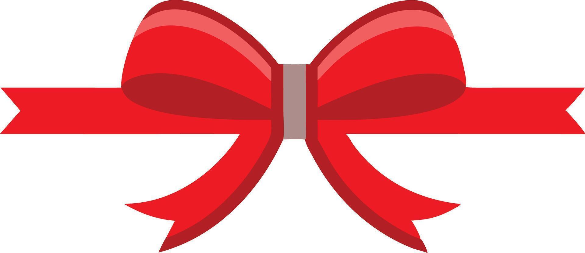 A red bow with a ribbon is tied in a classic style, ready to be placed on a present vector