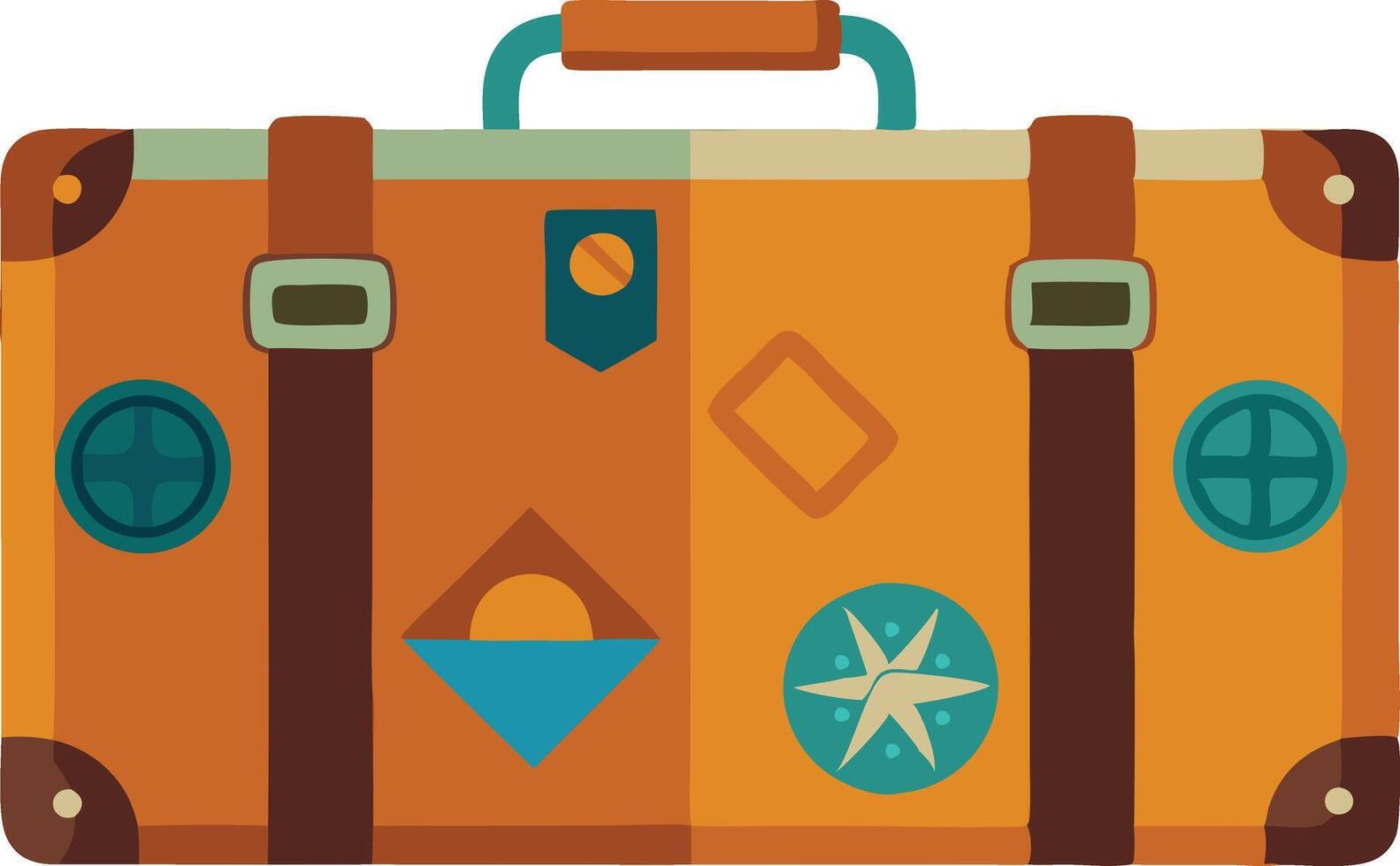 illustration of a vintage suitcase adorned with travel stickers, symbolizing adventure and exploration through different destinations vector