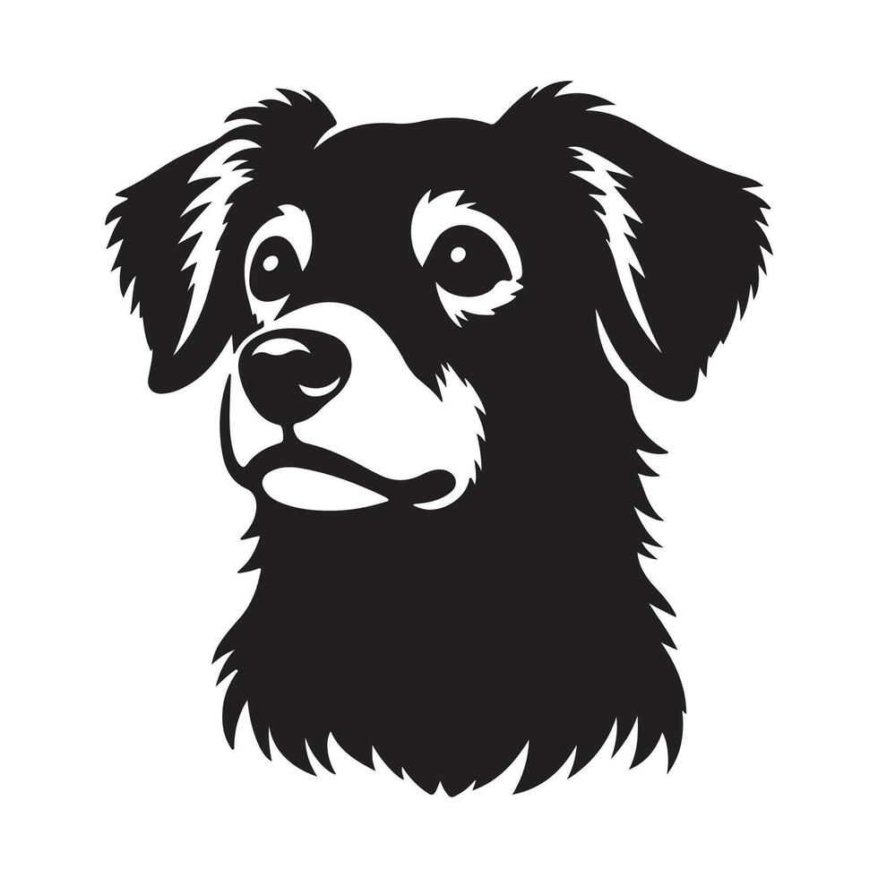 A black and white dog head on a white background vector