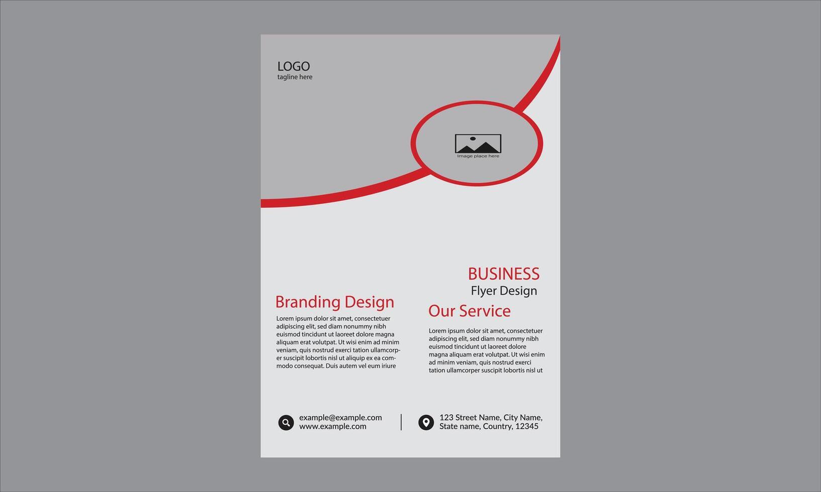 Business flyer design with a modern and clean look.Predominantly red and white. vector