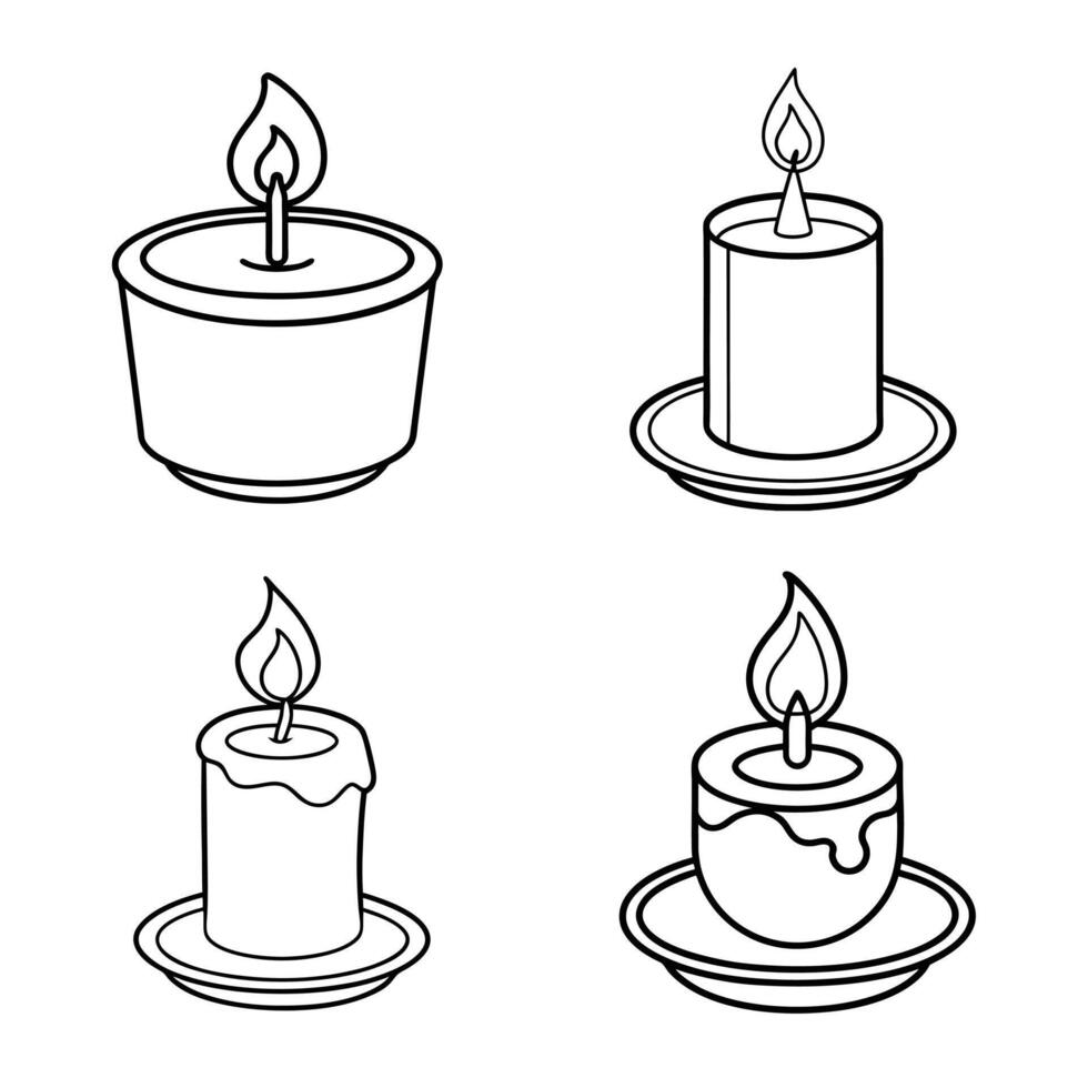 4 candle illustration line art vector