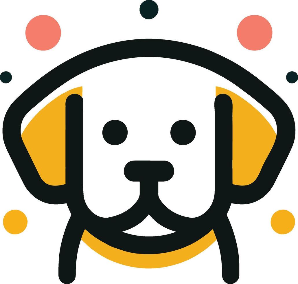 Flat style Cartoon dog face on white Silhouette simple vector