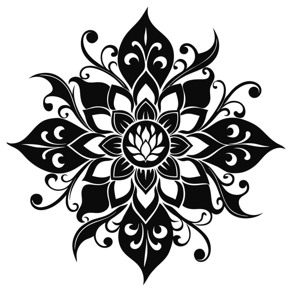 Black Floral Design with Intricate Details vector