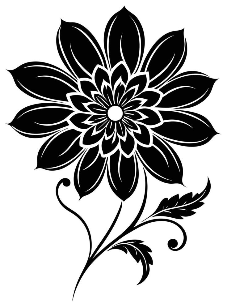 Black Floral Art with Elegant Curves vector