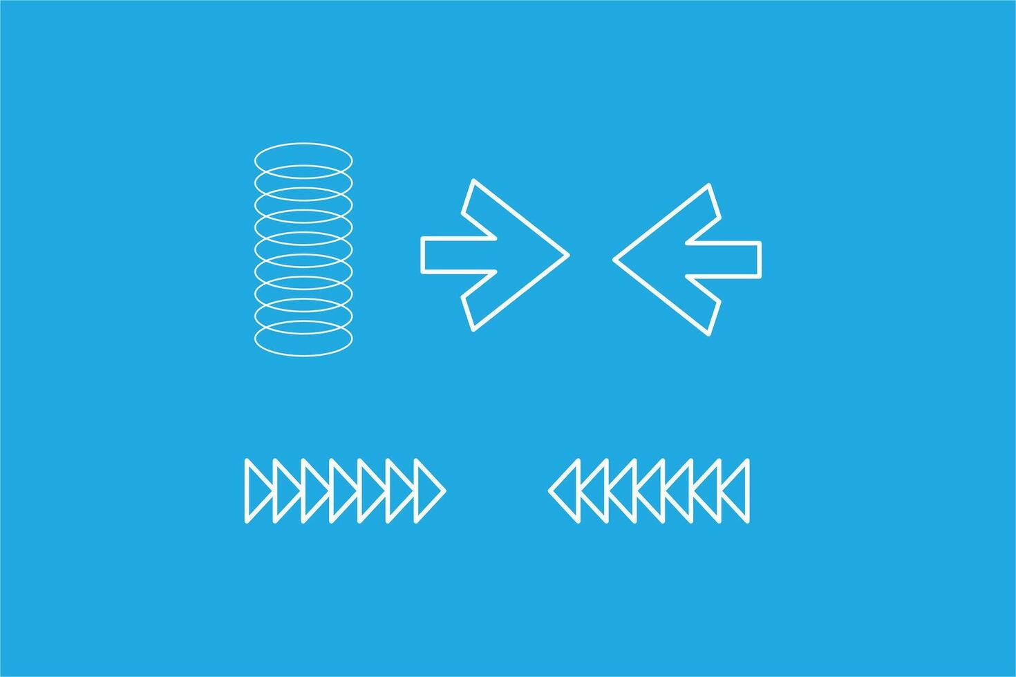 A minimalist design featuring abstract geometric shapes in white against a bright blue background. vector