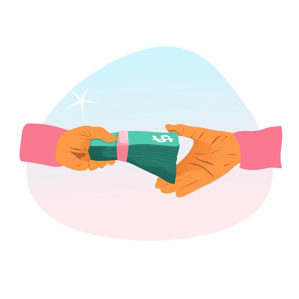 Money giving transaction illustration. Perfect for money theme, business vector