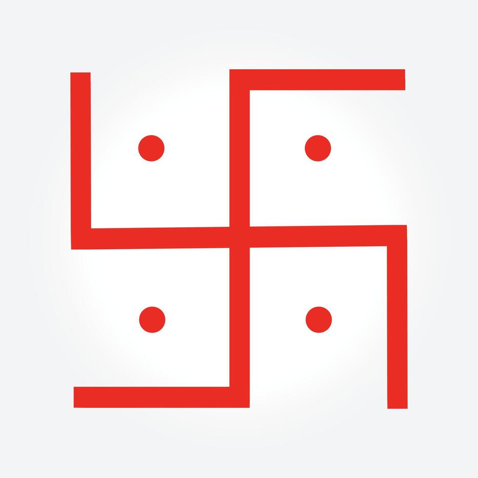 a red symbol of swastik with a white background, hindu religious vector