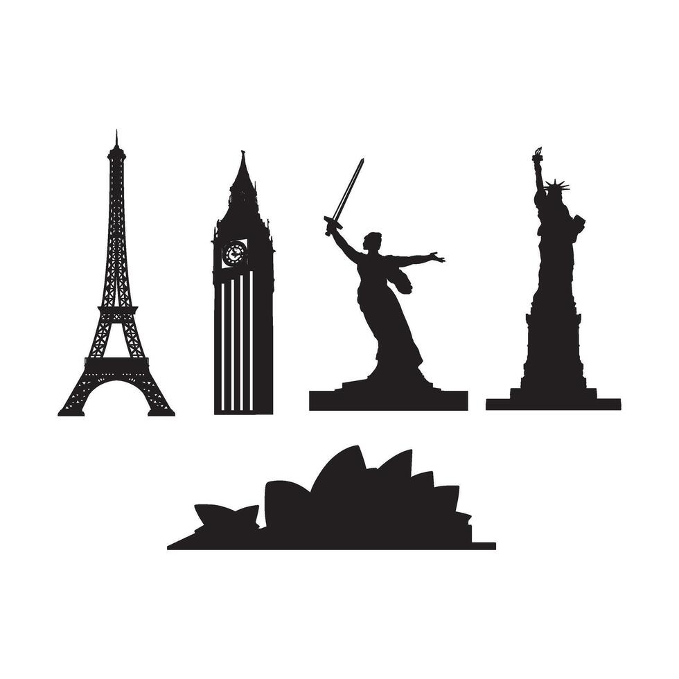 city buildings and landmarks isolated on white background vector