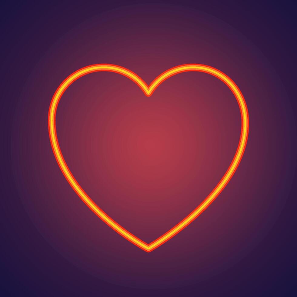 Bright heart. Neon sign. Retro neon heart sign on purple background. Design element for Happy Valentine's Day. Ready for your design, greeting card, banner. vector