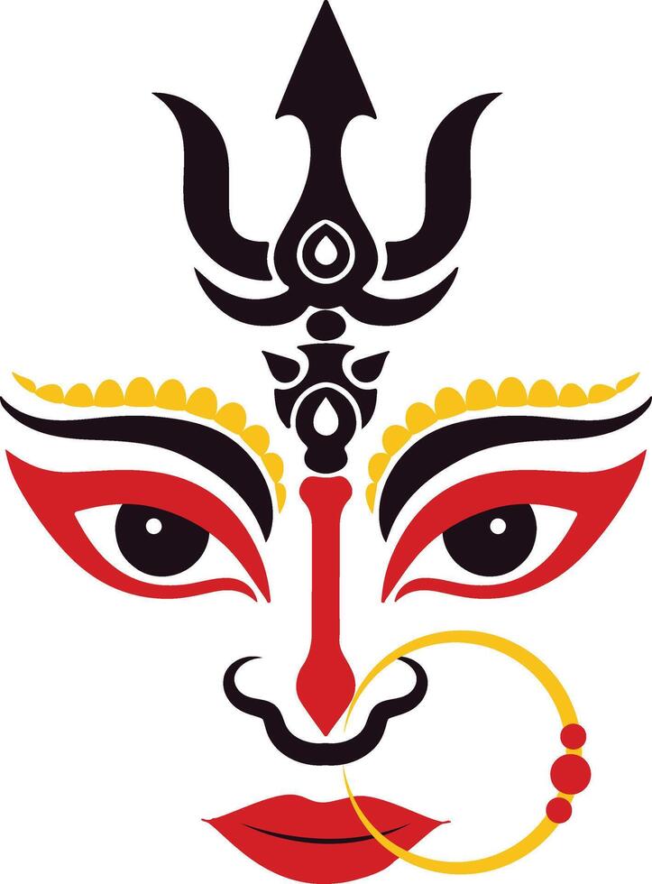 Hindu Goddess Durga Eyes With Trishul Illustration For Navratri Celebration vector