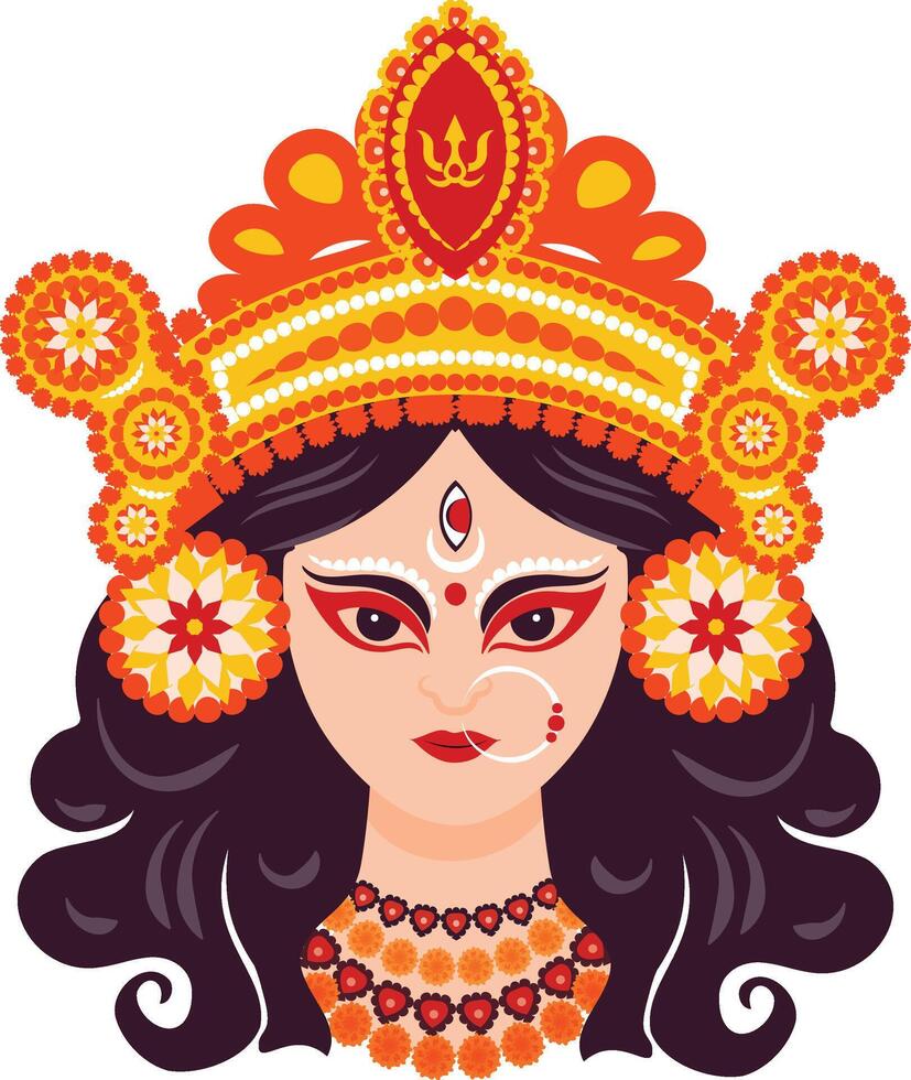 Hindu Goddess Durga Illustration With For Navratri Celebration vector