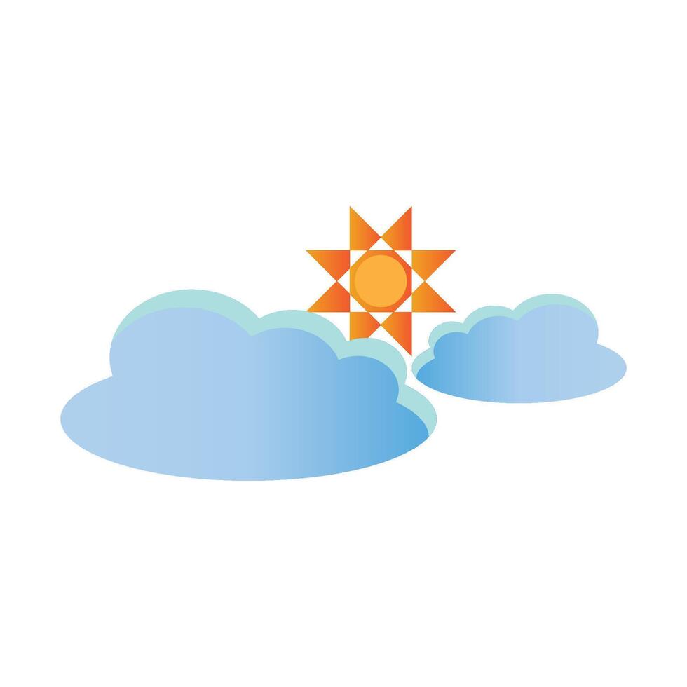 sunny cloudy weather icon illustration design template vector