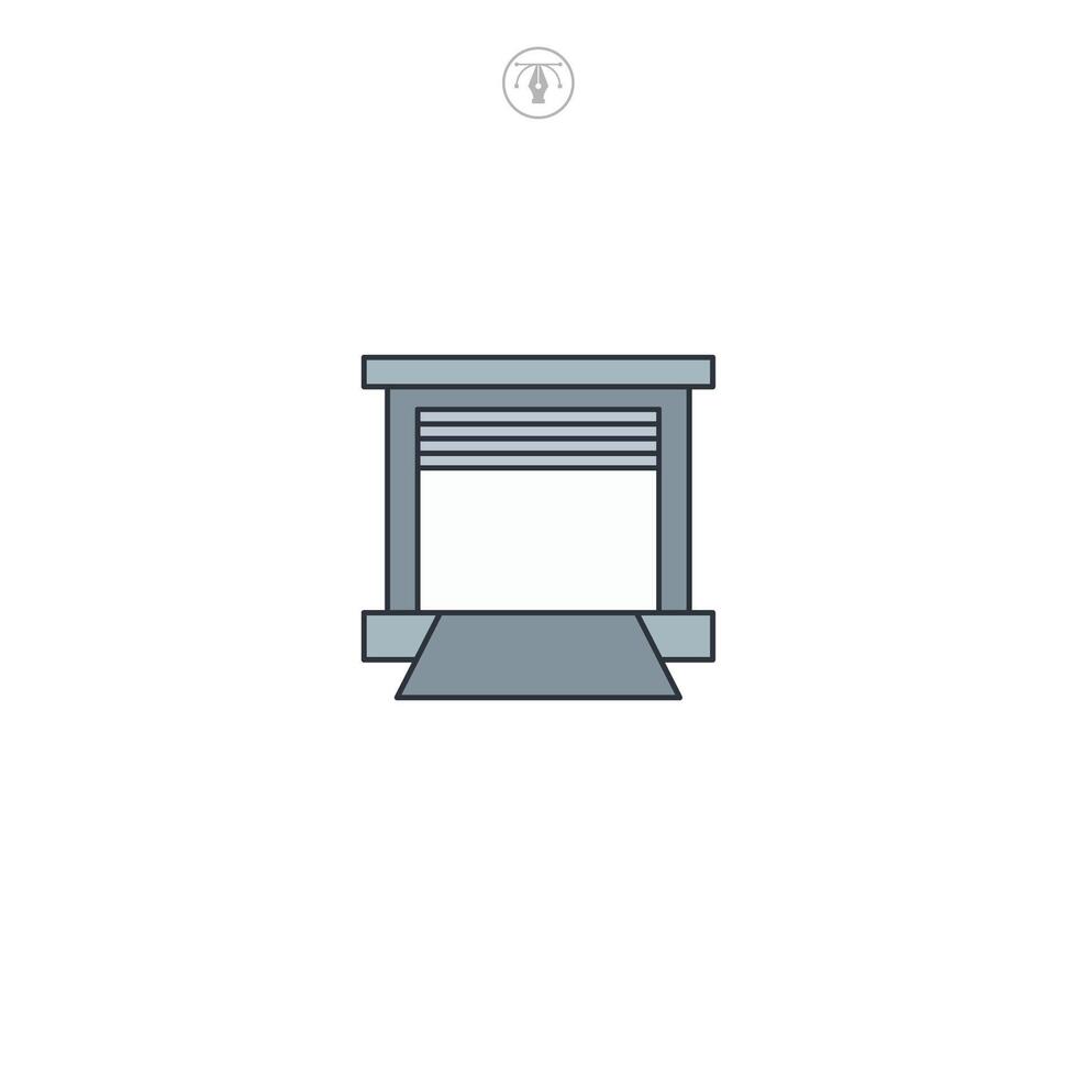 Loading Dock, Warehouse icon symbol illustration isolated on white background vector