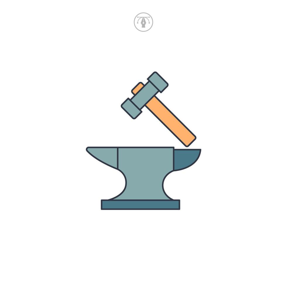 Hammer and Anvil icon symbol illustration isolated on white background vector