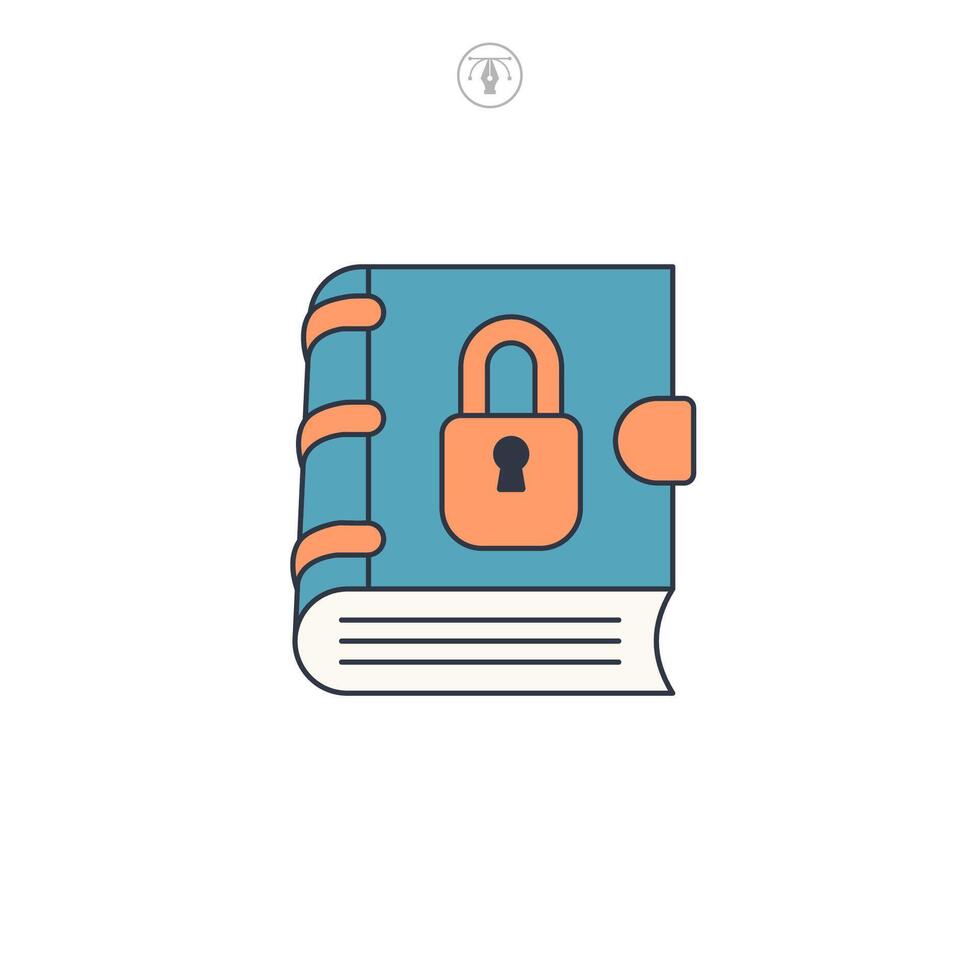 Book with a Lock icon symbol illustration isolated on white background vector