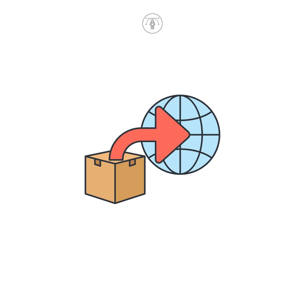 Global Shipping, Global distribution. Market expansion. Worldwide commerce icon symbol illustration isolated on white background vector