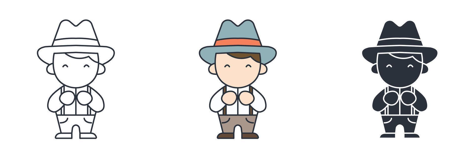 Bavarian Yodeler, Traditional costumes of Bavaria icon symbol illustration isolated on white background vector