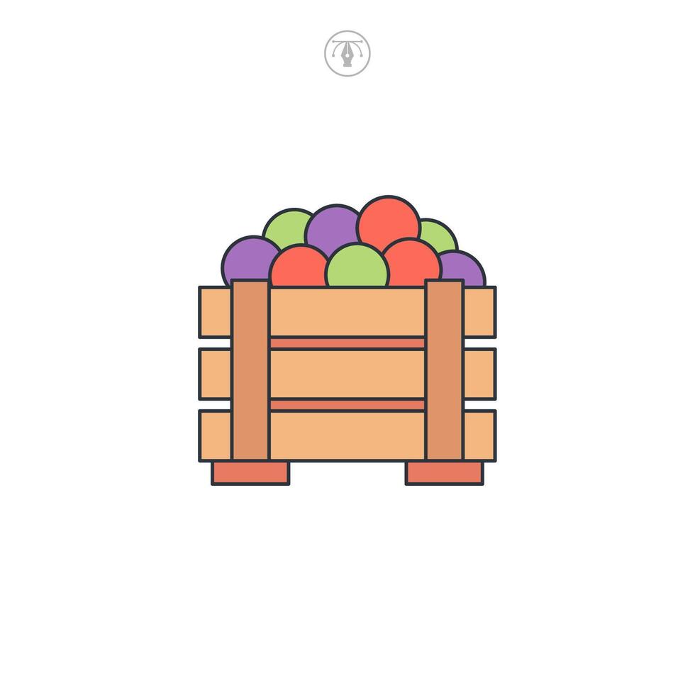 Harvest Wooden Box, Crate icon symbol illustration isolated on white background vector