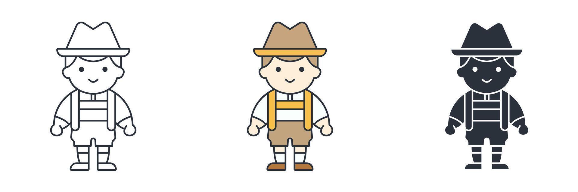 Bavarian Yodeler, Traditional costumes of Bavaria icon symbol illustration isolated on white background vector