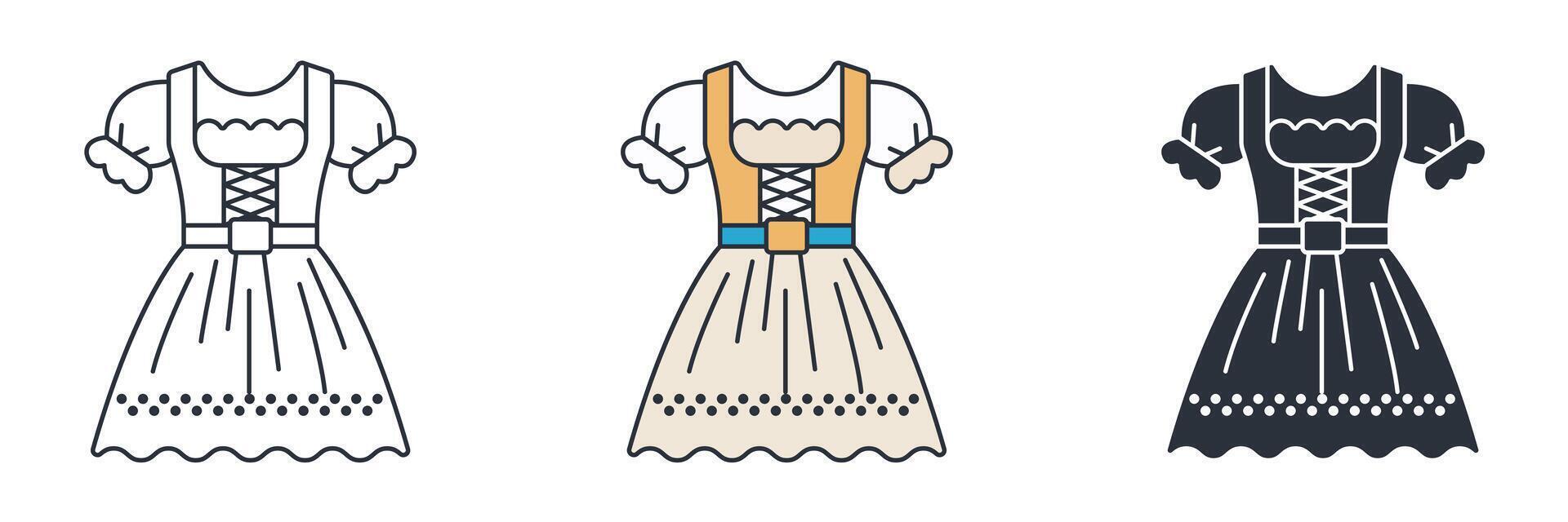 Dirndl Dress, Bavarian Woman icon symbol illustration isolated on white background vector