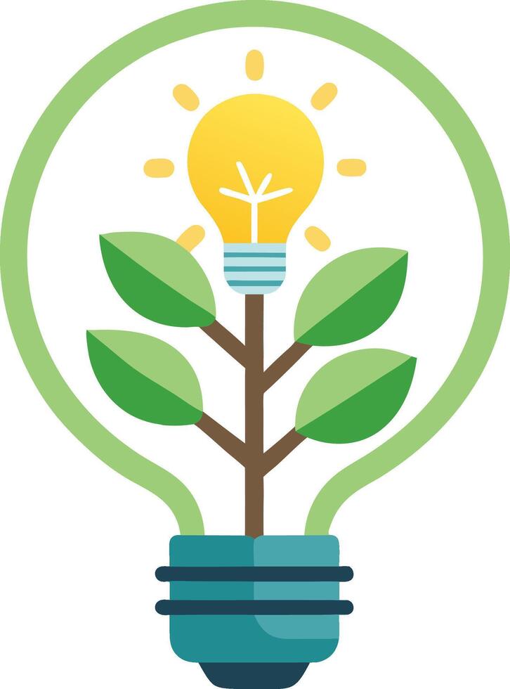 Creative business lightbulb with tree symbolizing eco-friendly innovation vector