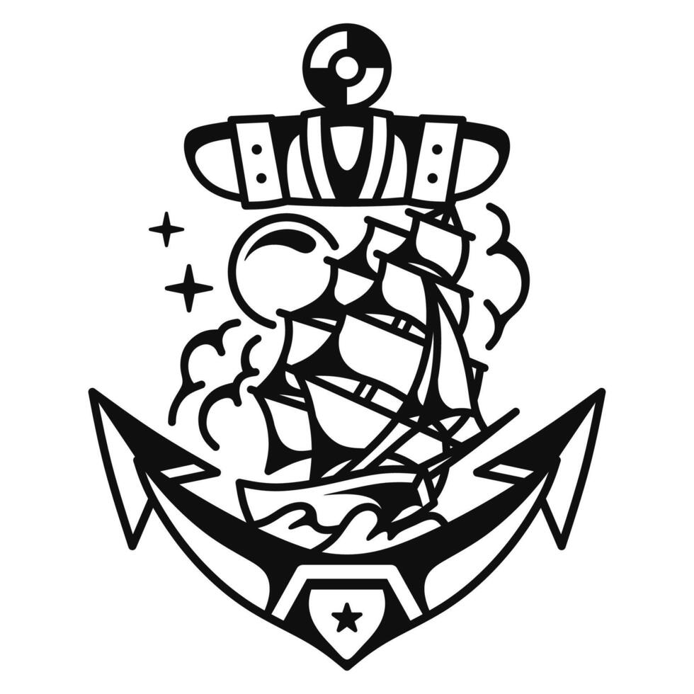 Anchor tattoo flash vector