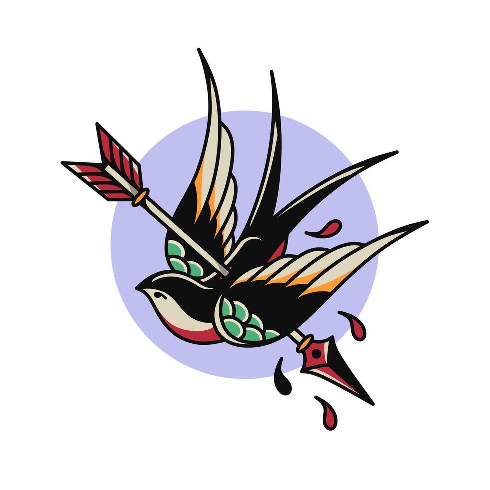 Swallow tattoo design vector