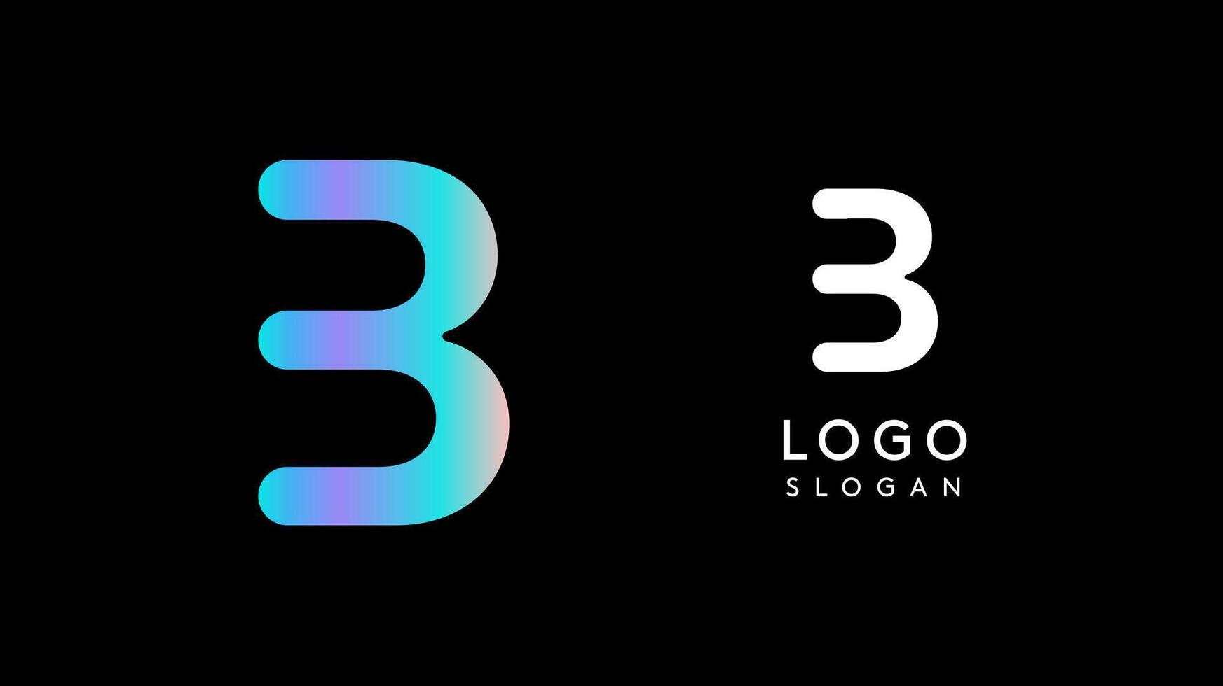 Minimalist geometric letter B, bold rounded icon style, futuristic cyber logotype for digital tech branding, EDM event, modern science and sci-fi technology identity. illustration vector